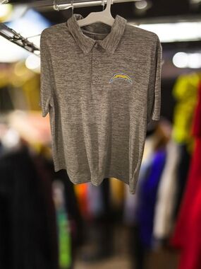 NFL Team Apparel Chargers Heather Gray Short-Sleeve Polo